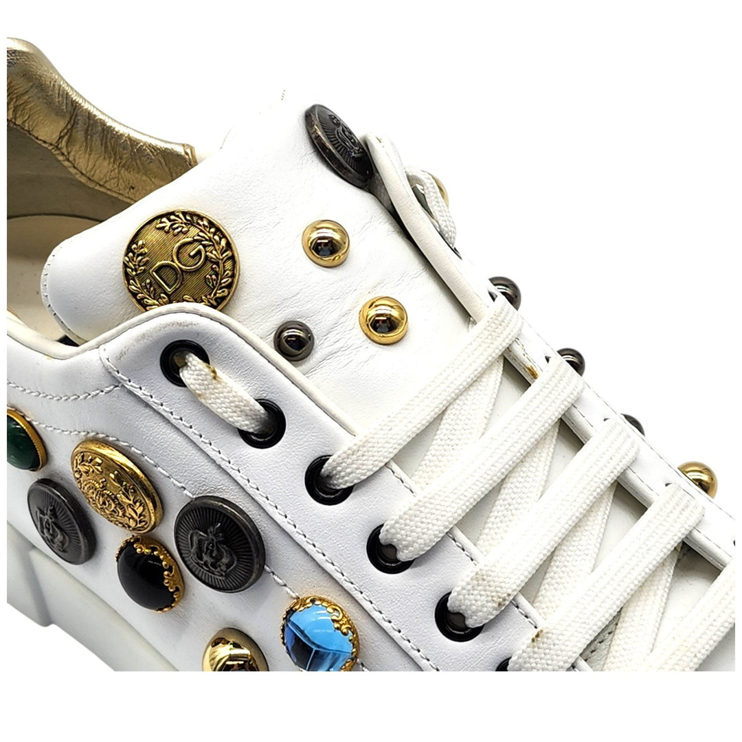 Dolce & Gabbana Embellished Leather Sneakers EU 42 US 9