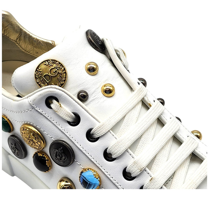 Dolce & Gabbana Embellished Leather Sneakers EU 42 US 9