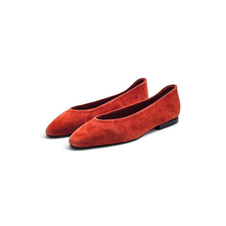Loro Piana Primula Suede Tart Red Ballet Flats EU 37 US 7 Women - NWOB $1185