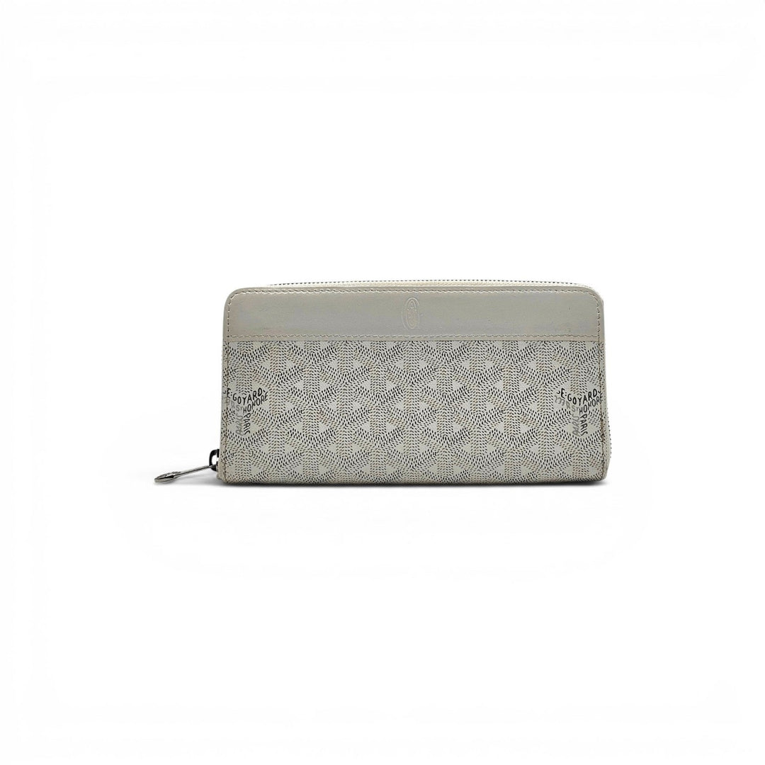 Goyard Goyardine White Matignon GM Wallet Palladium Hardware - New