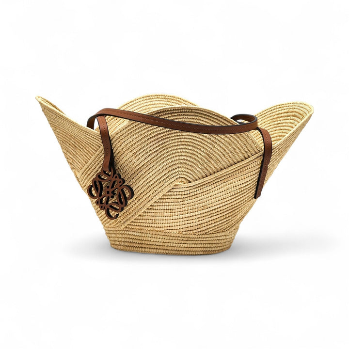 Loewe x Paula’s Ibiza Petal Anagram Natural Raffia Basket Tote Bag Beige - New