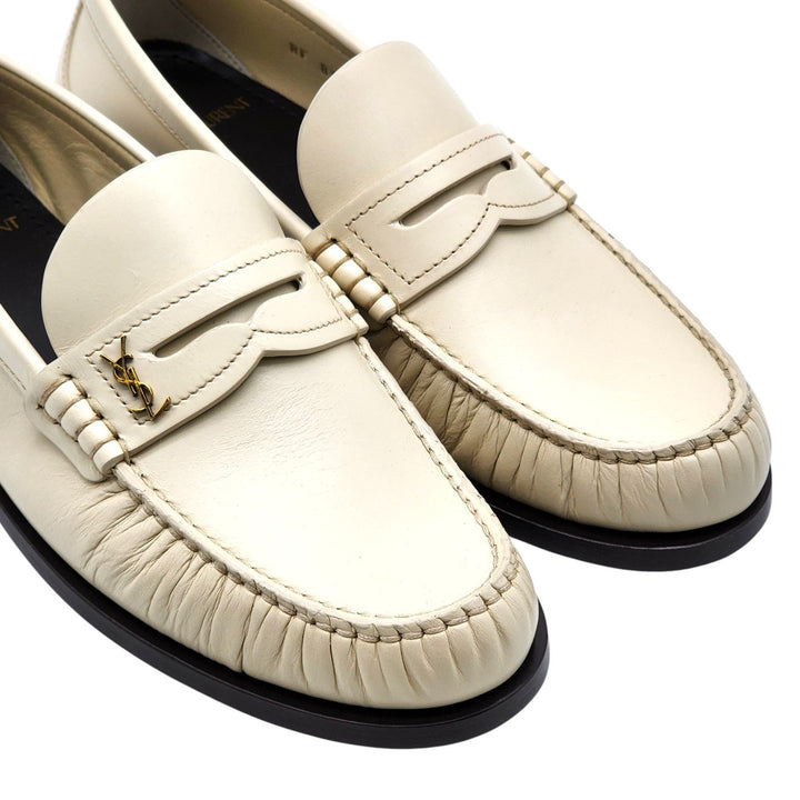 Saint Laurent Le Loafer YSL Monogram Leather Loafers White EU 40 US 10