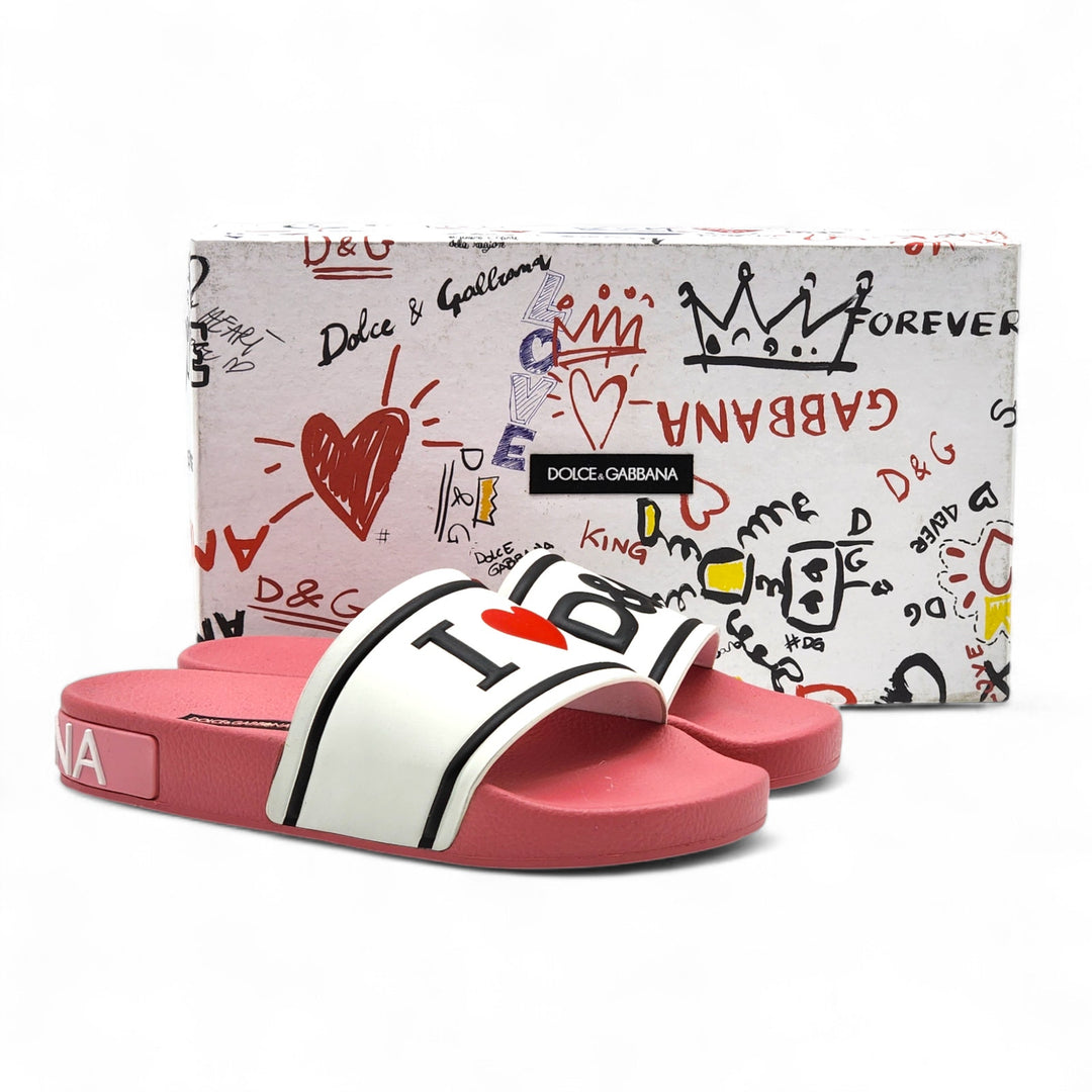 Dolce & Gabbana Logo Saint Barth Rubber Pool Slides Pink EU 36 US 6