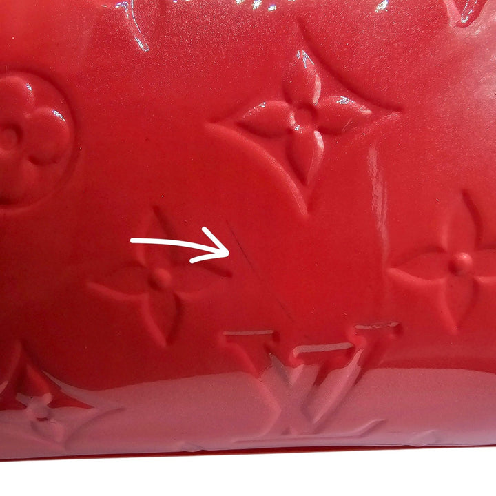 Louis Vuitton 2014 Monogram Vernis Brea MM Coral Red Satchel Shoulder Bag