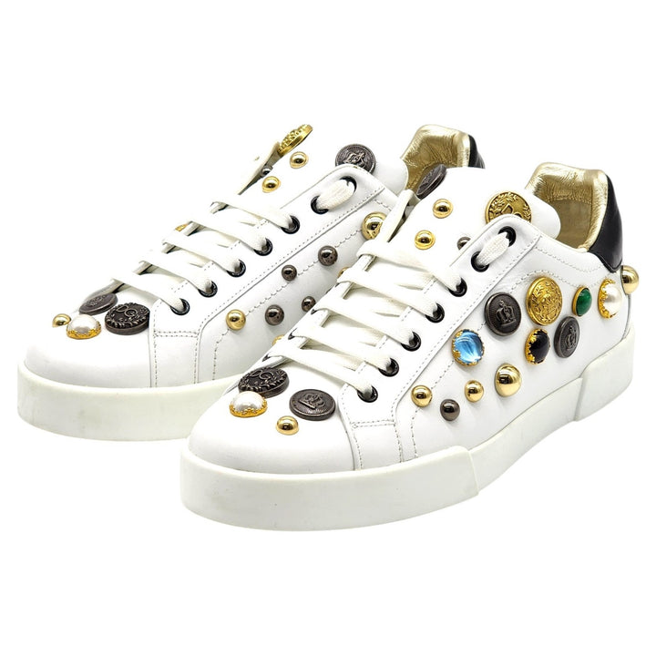 Dolce & Gabbana Embellished Leather Sneakers EU 42 US 9
