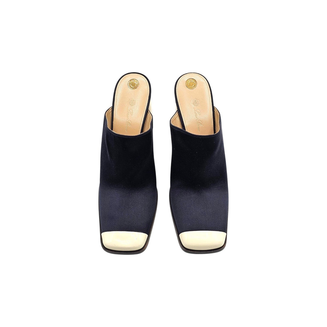 Loro Piana Alba Heeled Mules Neon Navy FAR1163 W1CS EU 39.5 US 9.5 - NWOB $1900