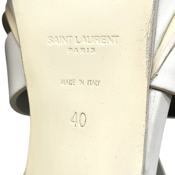 Saint Laurent Tribute Platform Leather Sandals Pumps White