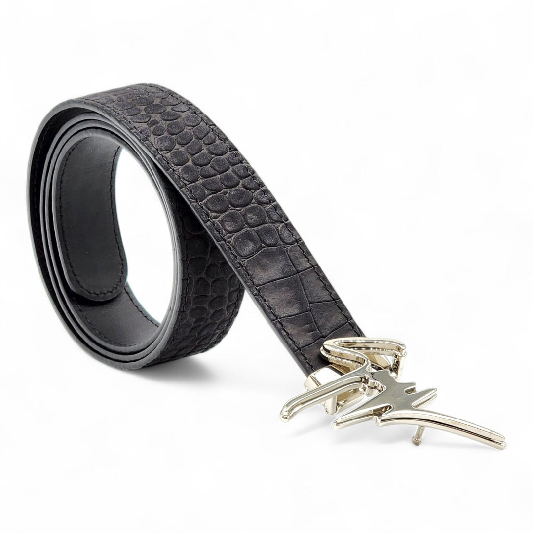 Giuseppe Zanotti Silver Logo Adjustable Leather Belt Unisex One Size