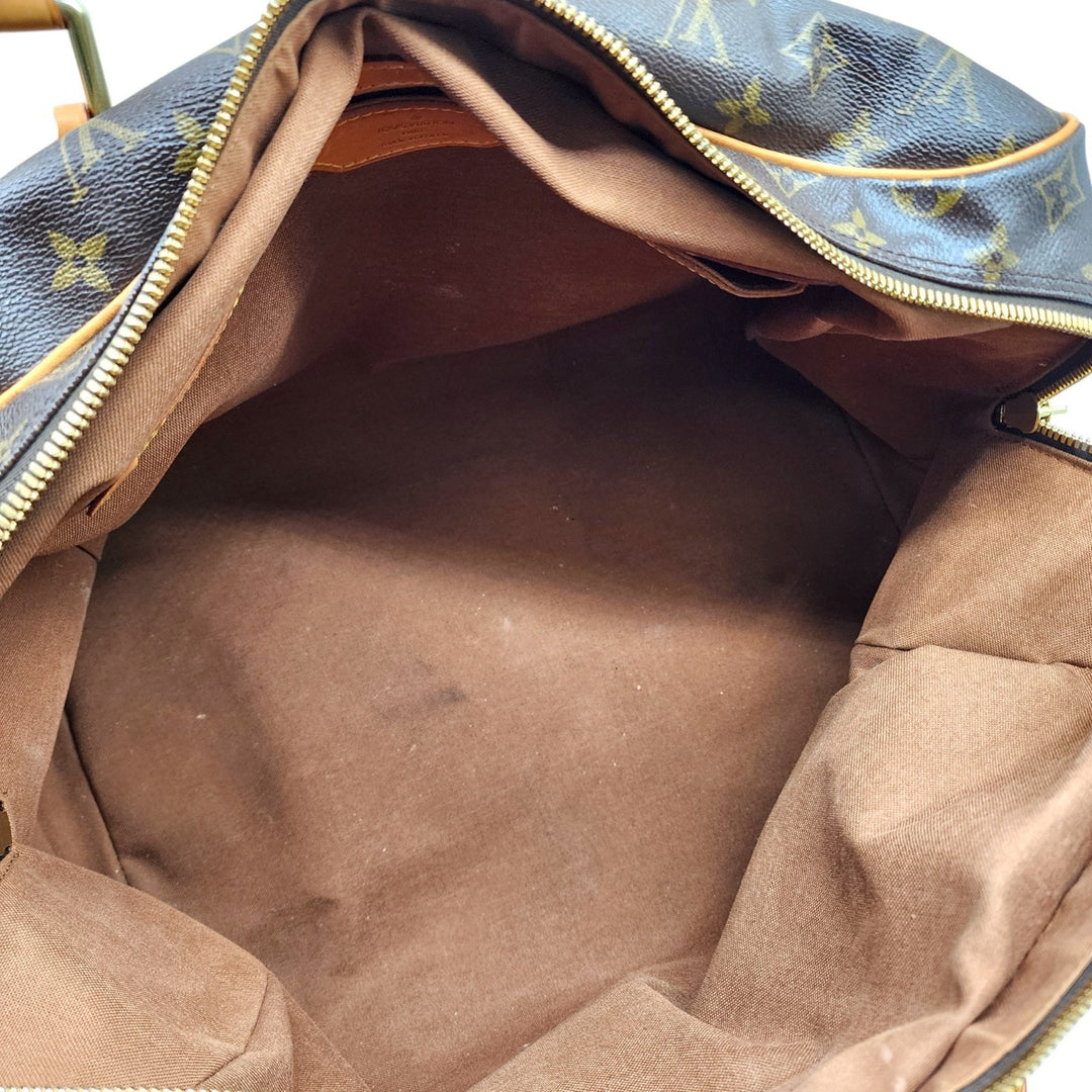 Louis Vuitton Monogram Carryall Duffle Boston Bag Brown with lock, luggage tag