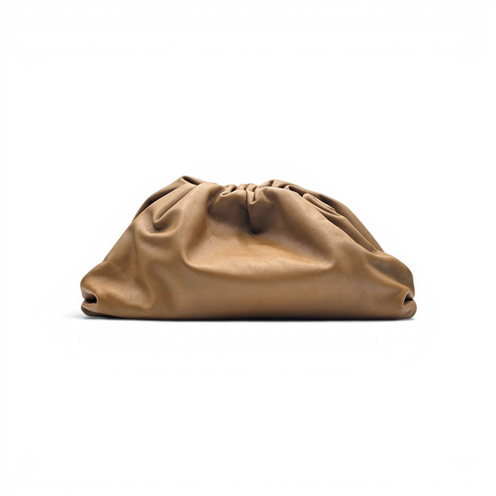 Bottega Veneta The Pouch Smooth Butter Calf Leather Oversized Clutch Tan Brown