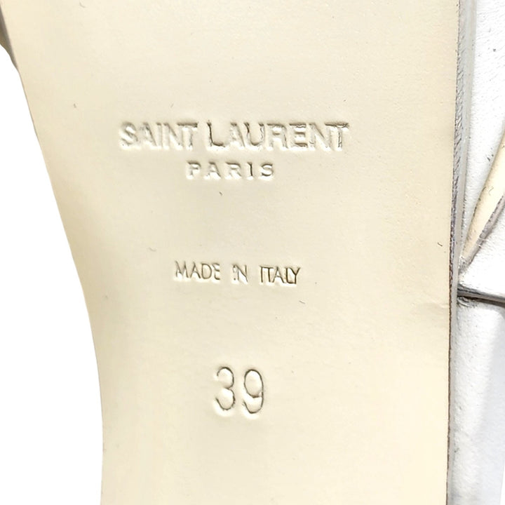 Saint Laurent Tribute Platform Leather Sandals Pumps White