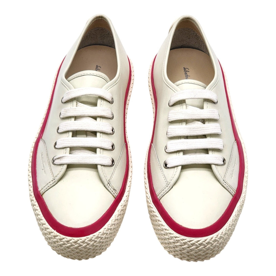 Salvatore Ferragamo Storm Women's Leather Sneakers White Red EU 38 US 8
