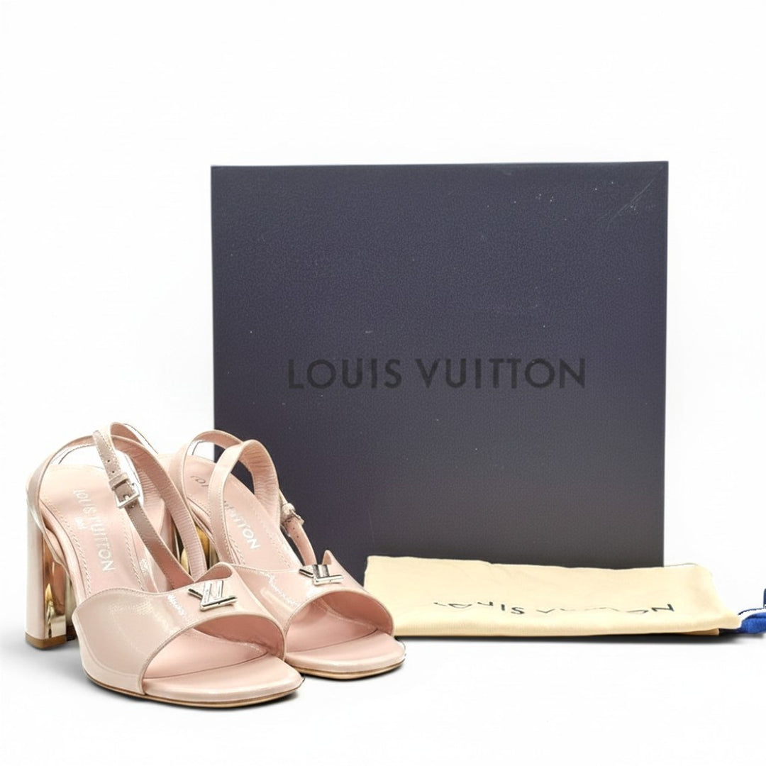 Louis Vuitton Swing Patent Leather Heeled Sandals Pink EU 40 US 10 - NWB