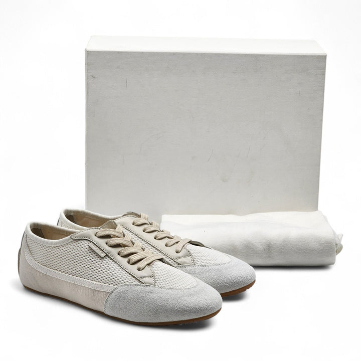 The Row Bonnie Canvas and Suede Sneakers Ivory EU 38 US 8