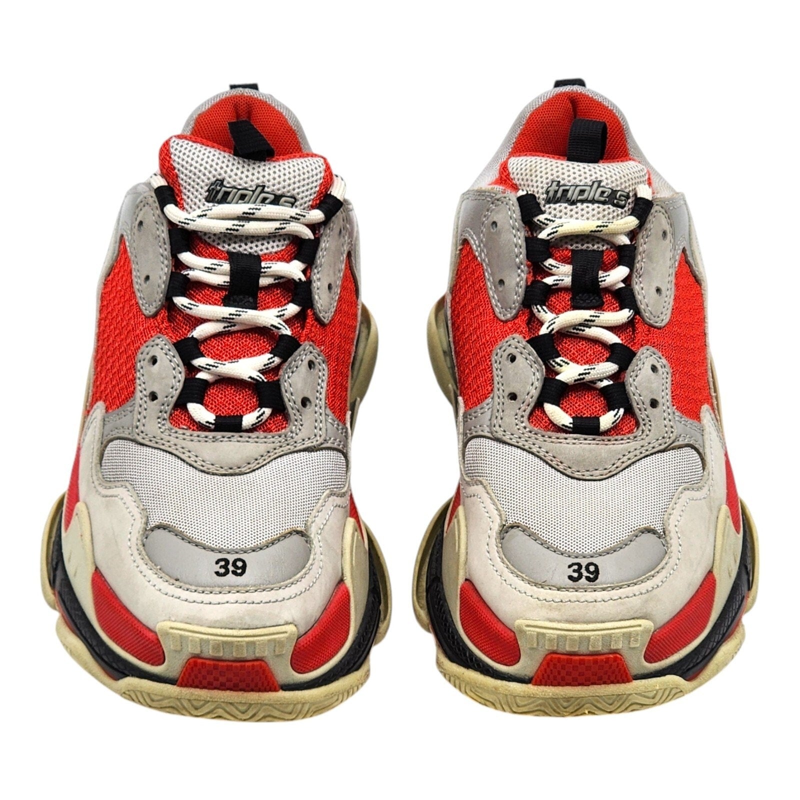Balenciaga Triple S Red White Black Unisex Sneakers 536737 EU 39