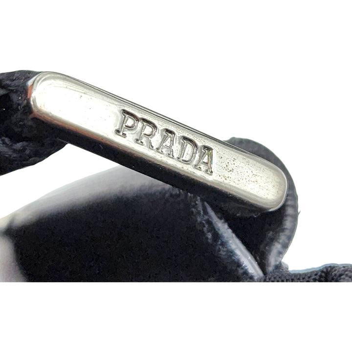 Prada Unisex Triangle Logo Nylon and Leather Crossbody Shoulder Bag Black