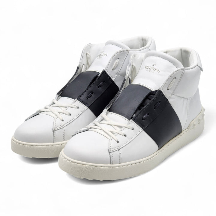 Valentino Garavani Open Men's High Top Leather Sneakers White Black EU 44 US 11