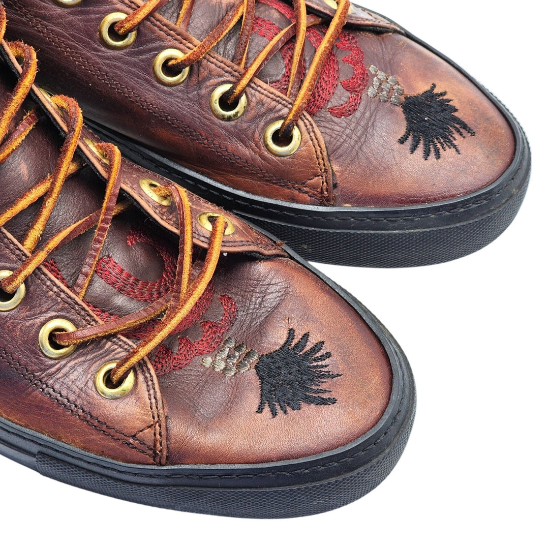 Gucci Chuck Taylor Pusha T Dragon Embroidered Leather Sneakers Brown US 13 EU 46