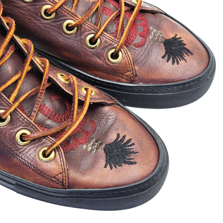 Gucci Chuck Taylor Pusha T Dragon Embroidered Leather Sneakers Brown US 13 EU 46
