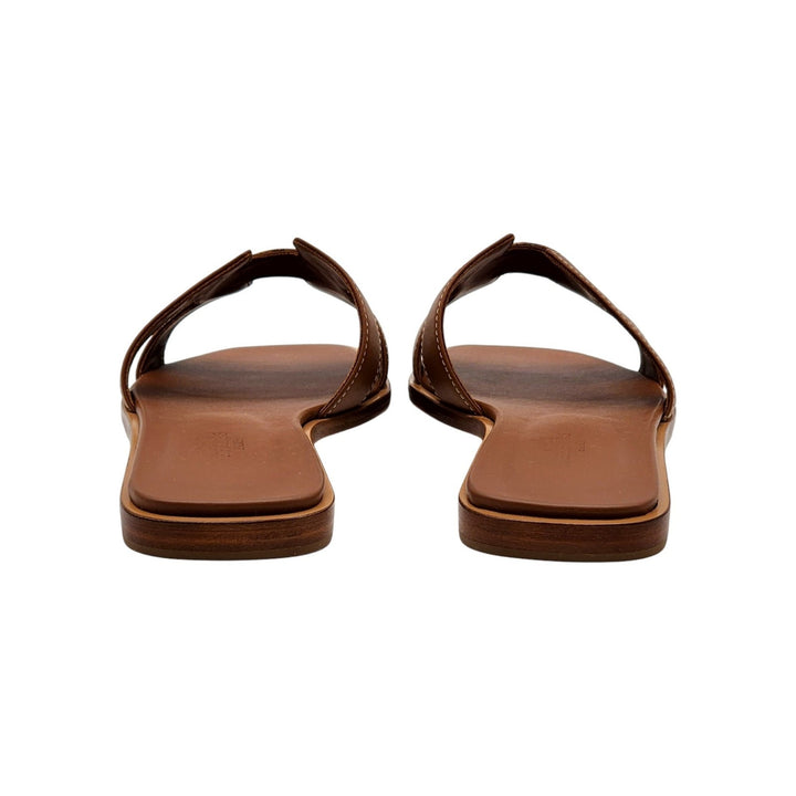 Hermes Oran Women's Leather Slide H Sandals Brown EU 40.5 US 10 - NWOB $840