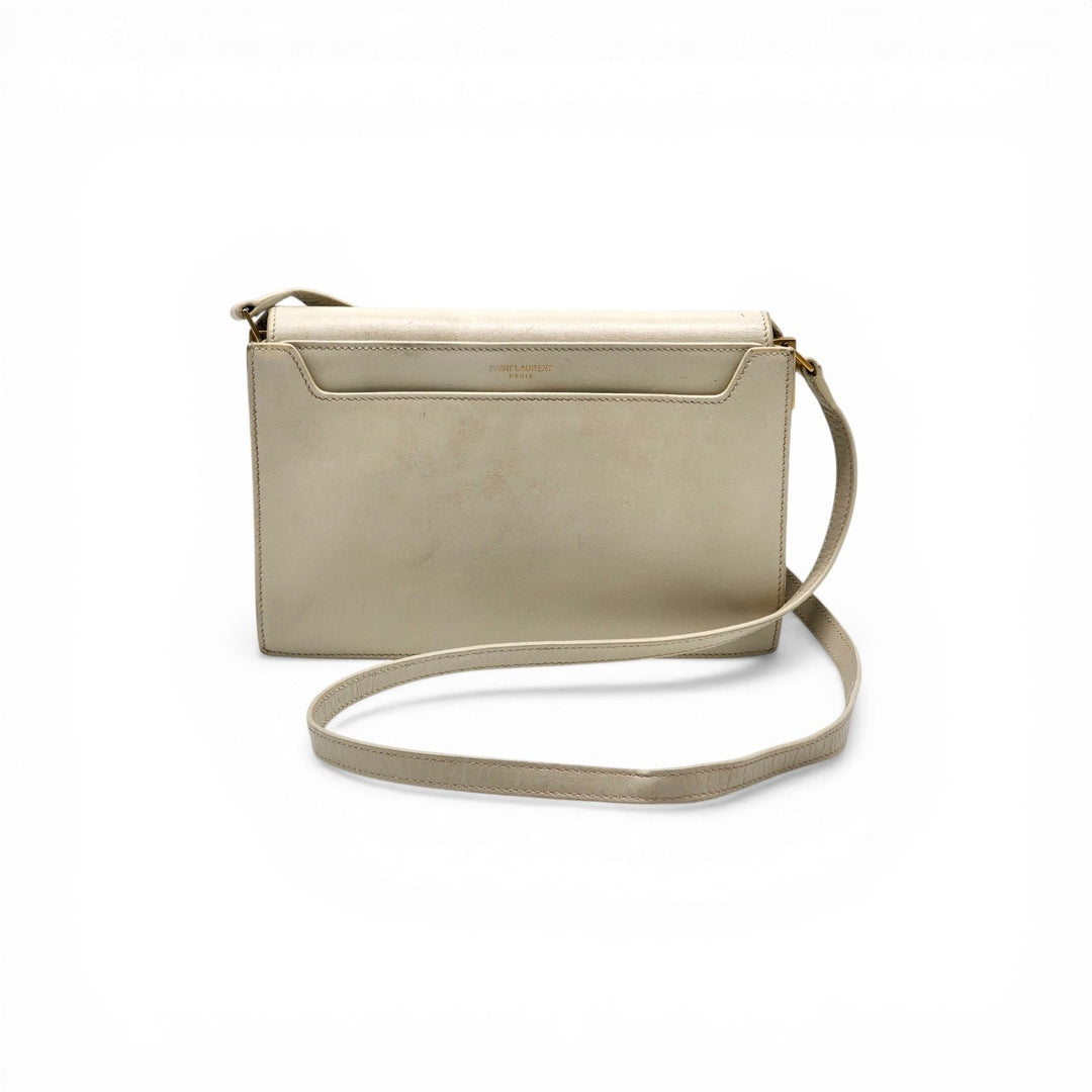 Saint Laurent Crossbody Shoulder Bag Satchel Cream Leather 532561 – Preowned