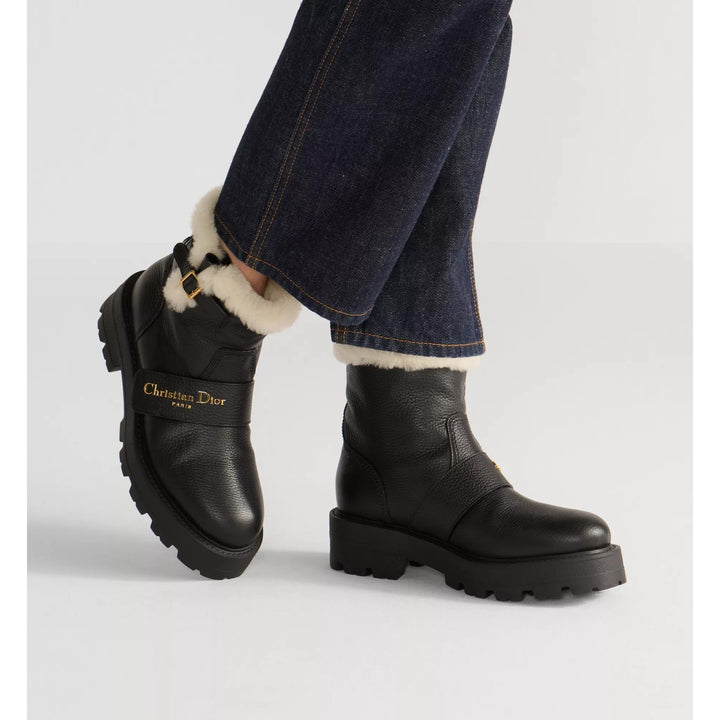 Christian Dior D-Quest Alps Black Leather Shearling Boots EU 36 US 6 NWOB $1800
