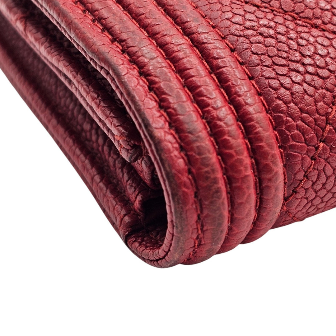 Chanel Boy Wallet Caviar Leather Red with Antique Silver HW 22 series with box