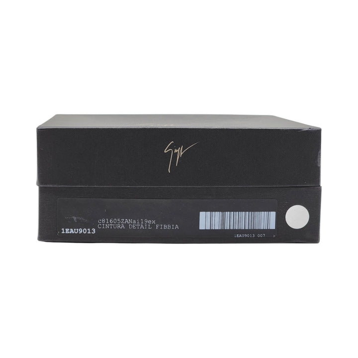 Giuseppe Zanotti Silver Thunderbolt Logo Adjustable Men's Leather Belt Black