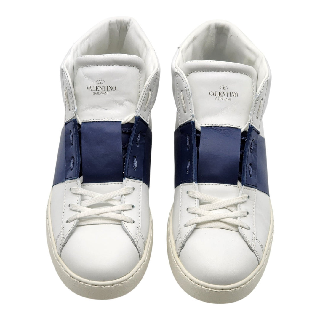Valentino Garavani Open Men's High Top Leather Sneakers White Blue EU 43 US 10