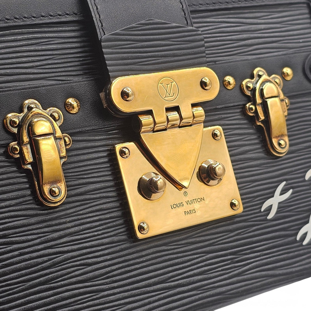Louis Vuitton Epi Petite Malle Trunk Clutch Shoulder Bag Black
