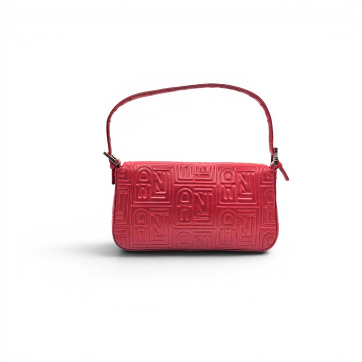 Fendi Monogram Mama Baguette Leather Shoulder Bag in Red