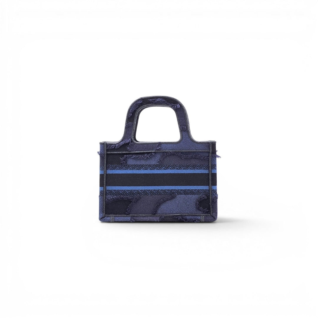 Dior Mini Book Tote Bag Frayed Camouflage Blue Denim Canvas Rare Collector's