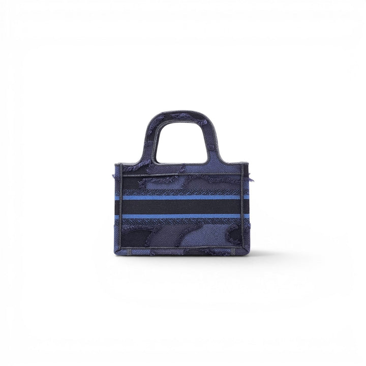 Dior Mini Book Tote Bag Frayed Camouflage Blue Denim Canvas Rare Collector's