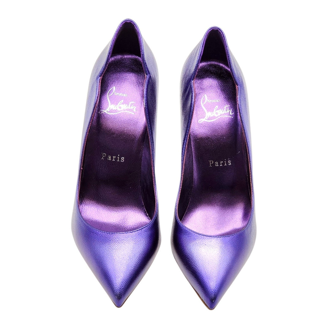 Christian Louboutin Hot Chick Leather Pumps 100mm Purple EU 37.5 US 7 - NIB $895