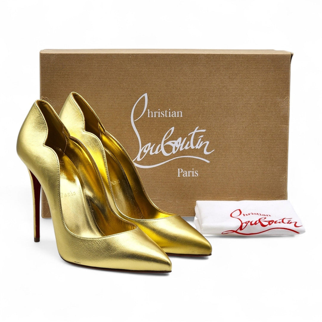 Christian Louboutin Hot Chick Patent Leather Pumps Metallic Gold EU 39 US 8.5