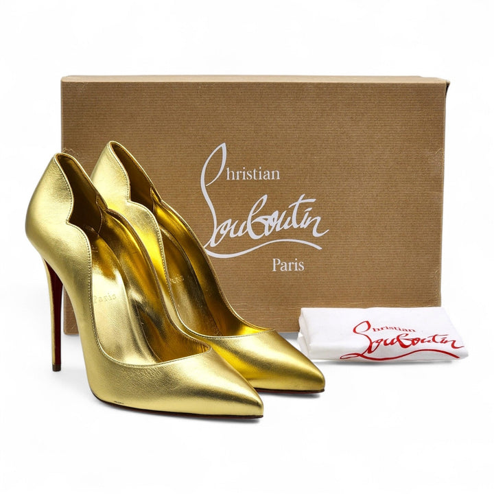 Christian Louboutin Hot Chick Patent Leather Pumps Metallic Gold EU 39 US 8.5