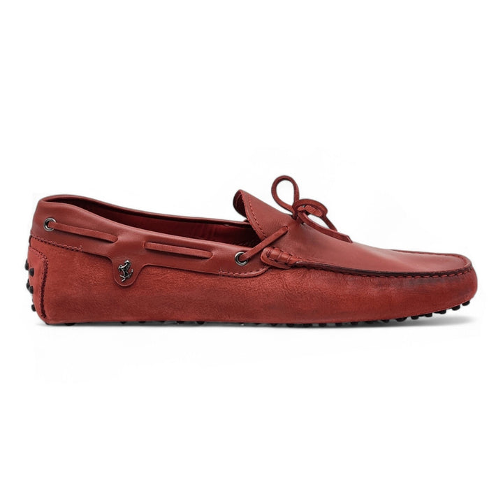 Tod’s for Ferrari Leather Gommino Driving Loafers Red UK 11.5 US 12.5