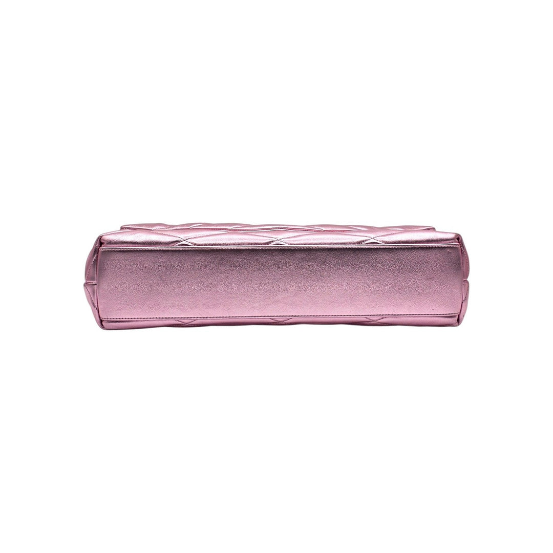 Saint Laurent Sade Puffer Envelope Leather Clutch Metallic Pink - NWT