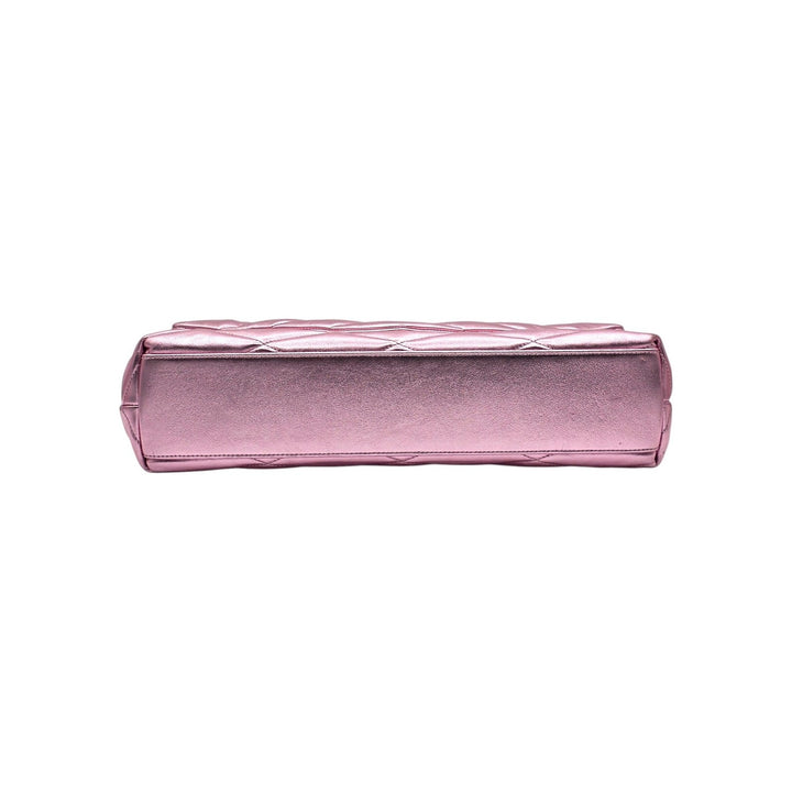 Saint Laurent Sade Puffer Envelope Leather Clutch Metallic Pink - NWT