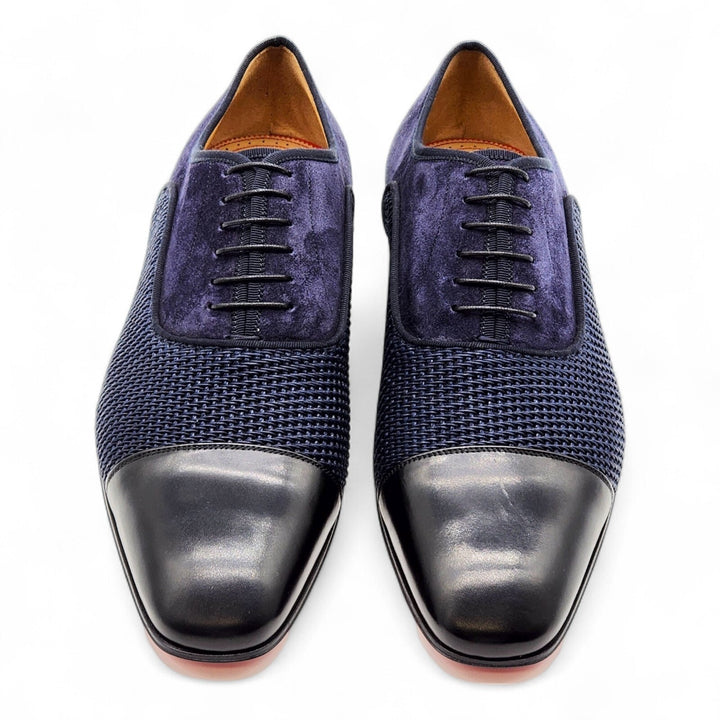 Christian Louboutin Greggo Leather and Suede Oxford Shoes Blue EU 41.5 / US 8.5