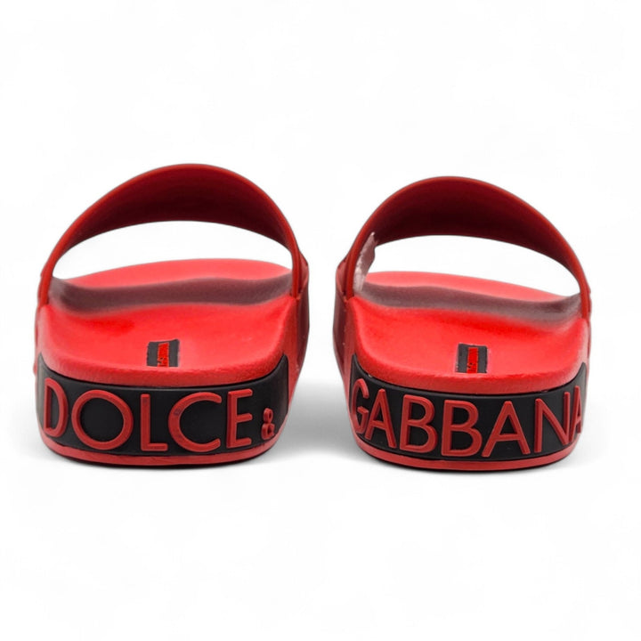 Dolce & Gabbana Logo Saint Barth Rubber Pool Slides Red EU 39 US 9