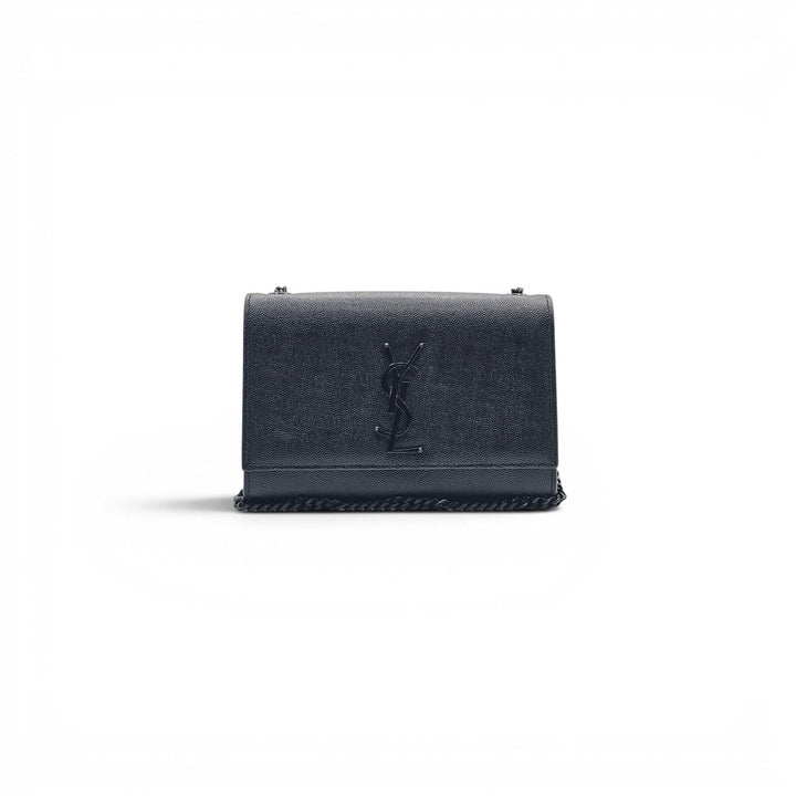 Saint Laurent Small Kate Grain de Poudre Pebbled Leather Shoulder Bag Black