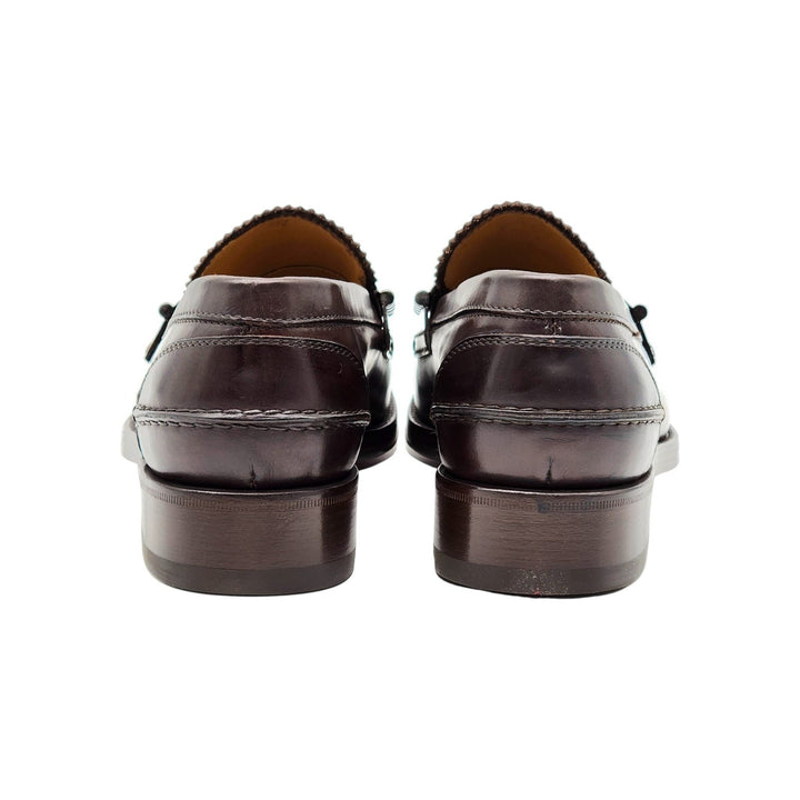 Christian Louboutin Leather Loafers with metal ornament Brown EU 40 US 7 - NWB