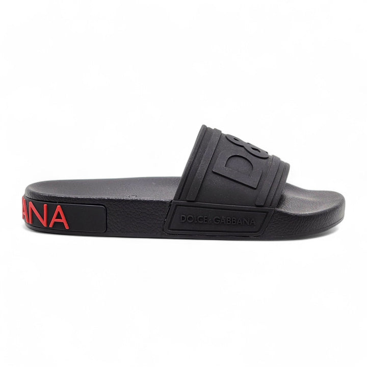 Dolce & Gabbana Logo Saint Barth Rubber Pool Slides Black EU 39 US 9