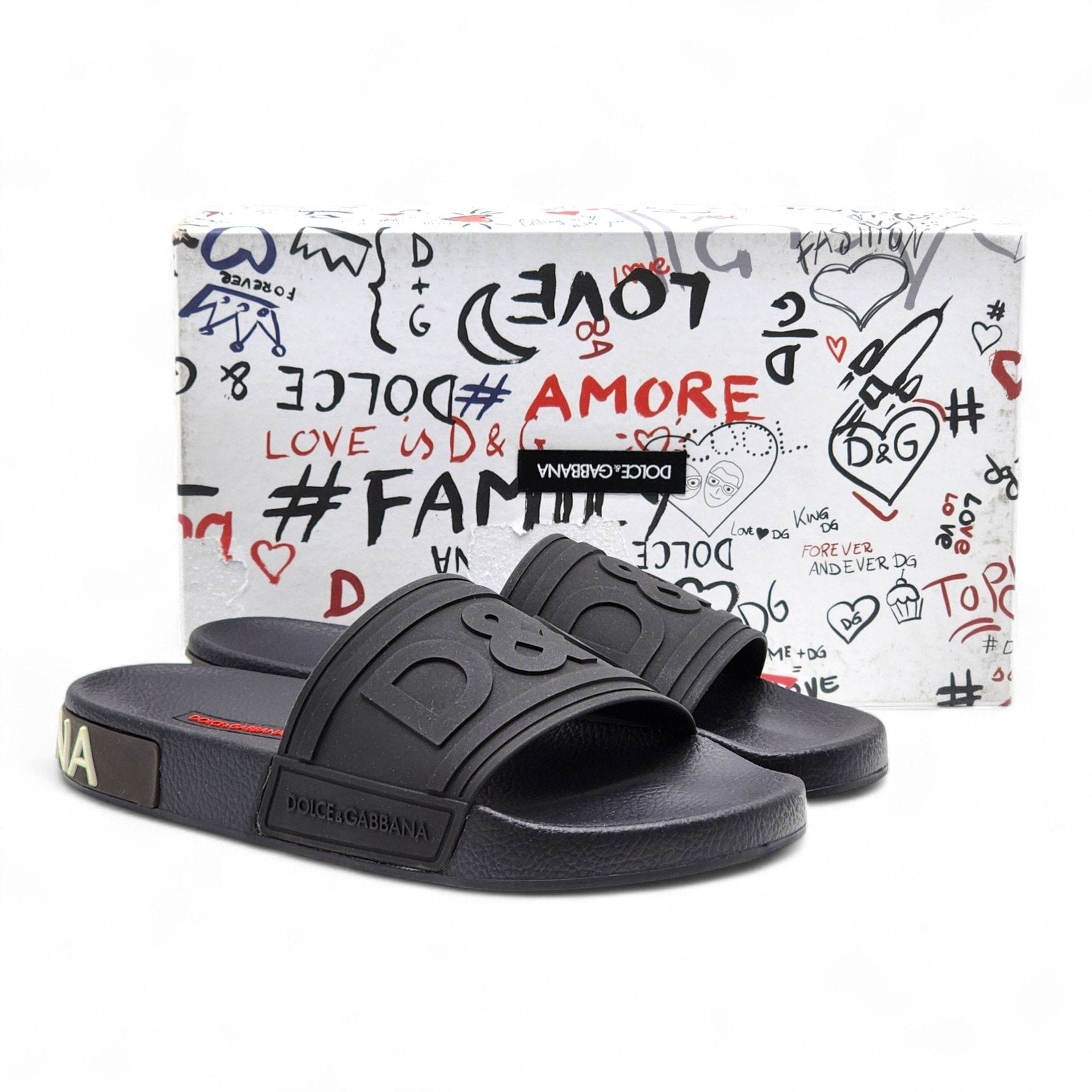 Dolce & Gabbana Logo Saint Barth Rubber Pool Slides Black EU 39 US