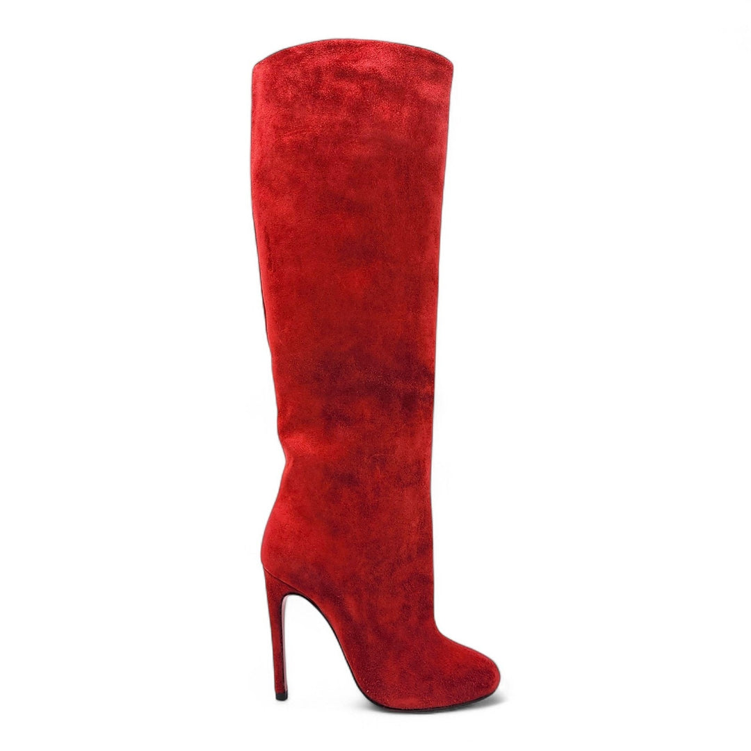 Christian Louboutin Vitish Suede Knee High Boots Red EU 35.5 US 5 - New $1950