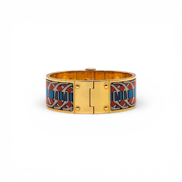 Hermès Charnière Uni Bracelet Gold-Tone Enamel Made in France