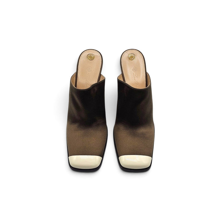 Loro Piana Alba Heeled Mules Olive Shadow FAR1163 51MM EU 39 US 9 - NWOB $1900