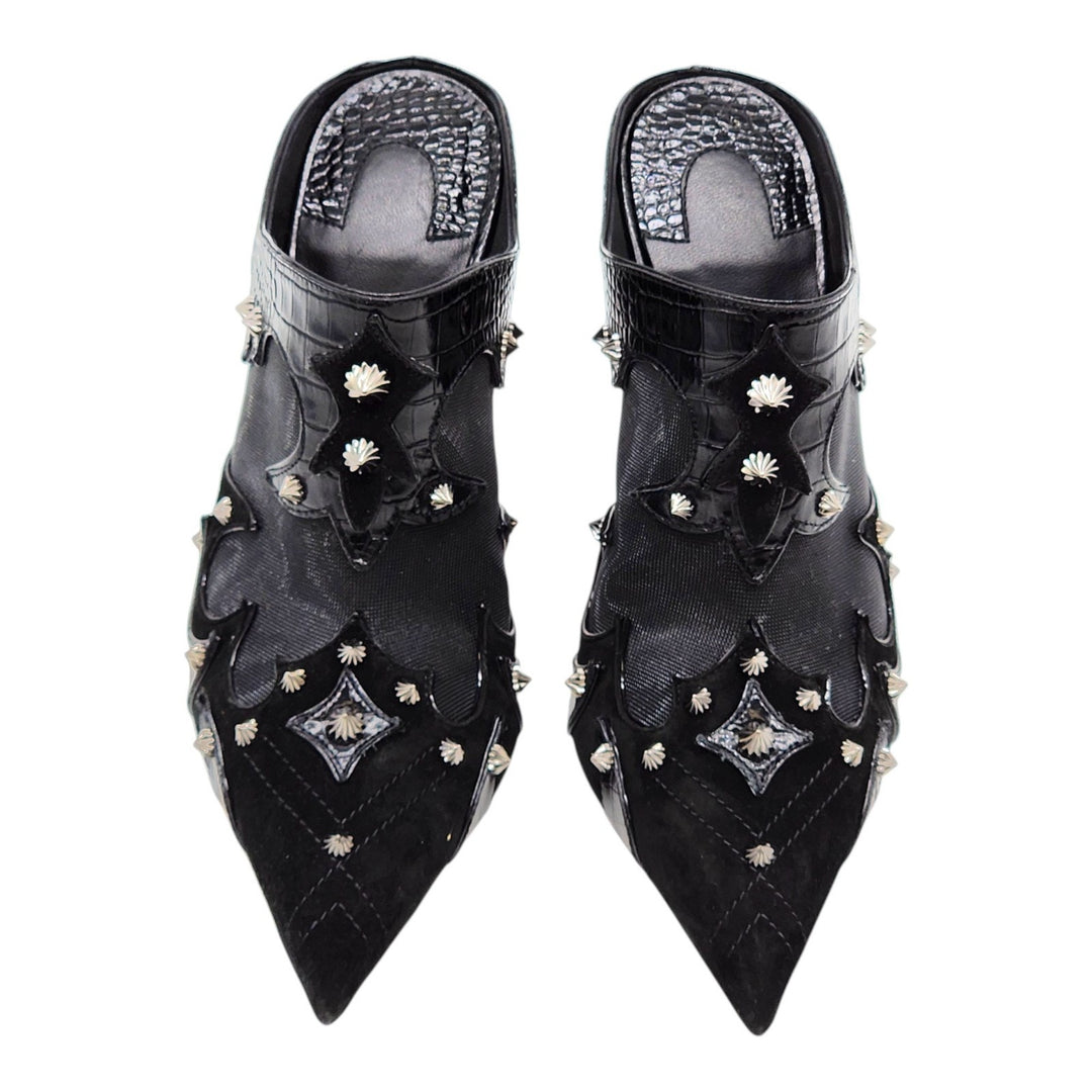Christian Louboutin Mulatiag Mesh Leather Mules Black EU 37 US 6.5