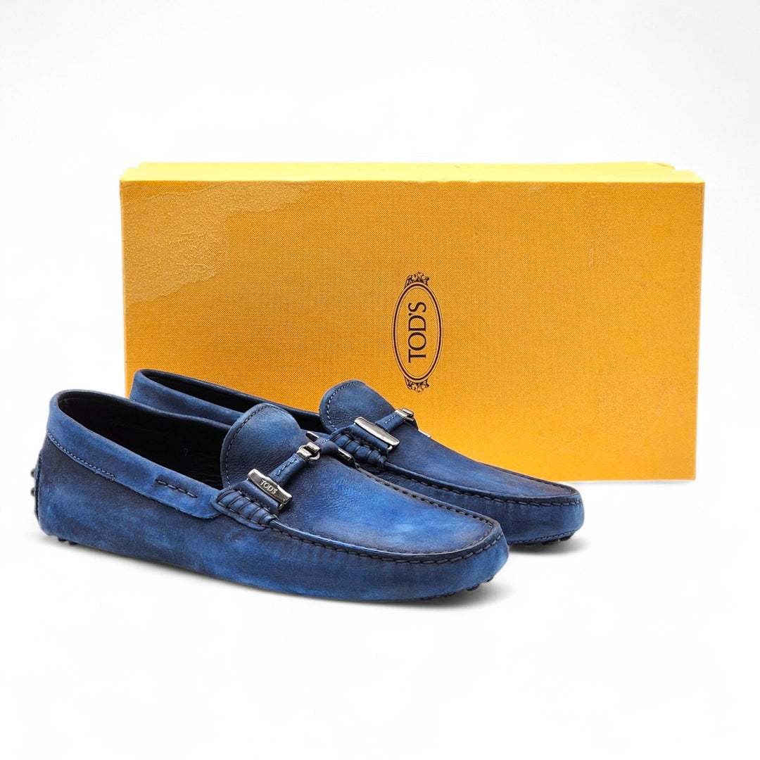 Tod's Gommino Driving Suede Men's Loafers Blue UK 7 US 8.5